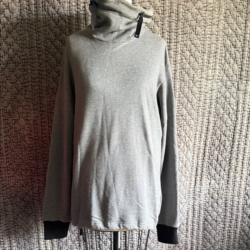 Y-3 Gray High-Neck Jacket with hoodie